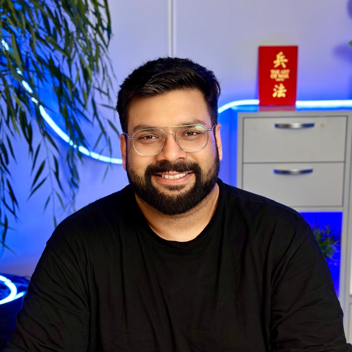 Saras — Shubham Chowkse — in his workspace